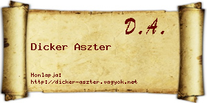Dicker Aszter névjegykártya